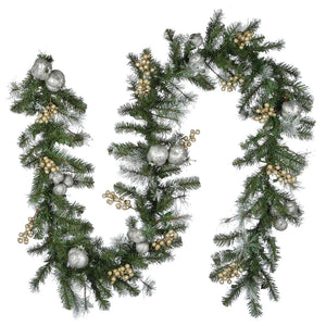 9' Glittery Pomegranate Pine Pre-Lit Garland with Clear Lights