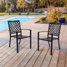 Load image into Gallery viewer, Black Stackable Elegant Metal Patio Outdoor Dining Chair (2-Pack)

