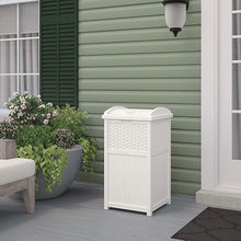 Load image into Gallery viewer, Suncast GHW1732WH Trashcan Hideaway Outdoor 33 Gallon Garbage Waste Bin, White 5983RR
