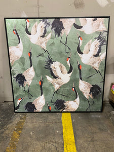 40" H x 40" W x 2" D Animals Grazing Cranes, Modern & Contemporary White by Oliver Gal - Graphic Art on Canvas