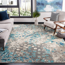 Load image into Gallery viewer, SAFAVIEH Madison Collection 5&#39;3&quot; x 7&#39;6&quot; Grey/Blue Boho Abstract Distressed Non-Shedding Living Room Bedroom Dining Home Office Area Rug
