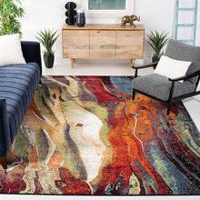 Load image into Gallery viewer, SAFAVIEH Glacier Collection 4&#39; x 6&#39; Red/Green Modern Abstract Non-Shedding Living Room Bedroom Accent Rug
