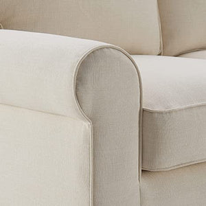 Copenhagen 61" Loveseat Pillowed Back Cushions and Rounded Arms, Durable Modern Upholstered Fabric Buttercream