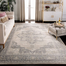 Load image into Gallery viewer, Brentwood Collection Distressed Area Rug for Living Room, Bedroom, Dining Room or Office, 9&#39; x 12&#39;, Cream/Grey
