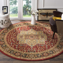 Load image into Gallery viewer, SAFAVIEH Mahal Collection 6&#39;7&quot; x 6&#39;7&quot; Round Natural / Navy Traditional Oriental Non-Shedding Dining Room Entryway Foyer Living Room Bedroom Area Rug
