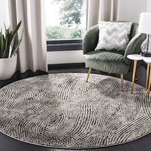 Load image into Gallery viewer, Lurex Collection Modern Abstract Area Rug for Entryway Foyer Living Room Bedroom Kitchen 5&#39; x 5&#39; Round Black Light Gray
