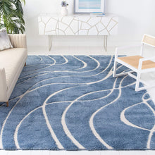 Load image into Gallery viewer, SAFAVIEH Florida Shag Collection 9&#39;6&quot; x 13&#39; Light Blue/Cream Area Rug
