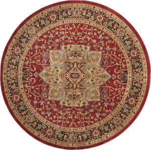 SAFAVIEH Mahal Collection 6'7" x 6'7" Round Natural / Navy Traditional Oriental Non-Shedding Dining Room Entryway Foyer Living Room Bedroom Area Rug