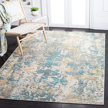 Load image into Gallery viewer, SAFAVIEH Madison Collection 3&#39; x 5&#39; Teal / Gold Modern Abstract Non-Shedding Living Room Bedroom Accent Rug
