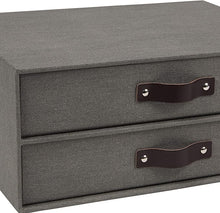 Load image into Gallery viewer, Birger 2-Drawer Canvas Fiberboard Easy Pull Handle Document Letter Box, 5.7 x 13 x 9.8 in, Grey
