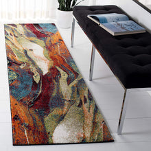 Load image into Gallery viewer, SAFAVIEH Glacier Collection 2&#39;3&quot; x 10&#39; Red/Green  Modern Abstract Non-Shedding Living Room Entryway Foyer Hallway Bedroom Runner Rug
