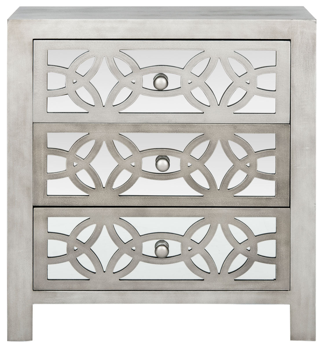 Tasha 3 Drawer Chest / Grey/ Mirror Front 684CDR