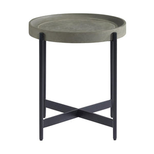 20" Round Wood with Concrete-Coating End Table in Concrete Color