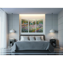 Load image into Gallery viewer, 40&quot; H x 60&quot; W x 1.5&quot; D Pink/Green A Premium &#39;Irises in Garden&#39; by Claude Monet Painting Multi-Piece Image on Canvas MRM2347
