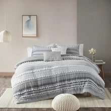Load image into Gallery viewer, Full/Queen Duvet Cover + 2 Shams + 2 Throw Pillows Gray Aadhya Standard Cotton Duvet Cover Set
