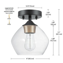 Load image into Gallery viewer, Aadi 1 - Light 8&#39;&#39; Simple Dome Semi Flush Mount 2173CDR
