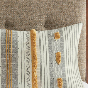 King/Cal. King Comforter + 2 King Shams Gray/Yellow Aarush Cotton 3 Piece Comforter Set