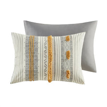 Load image into Gallery viewer, King/Cal. King Comforter + 2 King Shams Gray/Yellow Aarush Cotton 3 Piece Comforter Set
