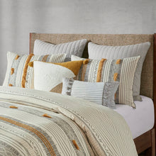 Load image into Gallery viewer, King/Cal. King Comforter + 2 King Shams Gray/Yellow Aarush Cotton 3 Piece Comforter Set
