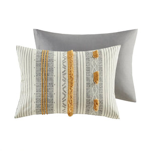 King/Cal. King Comforter + 2 King Shams Gray/Yellow Aarush Cotton 3 Piece Comforter Set