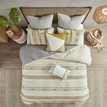 Load image into Gallery viewer, King/Cal. King Comforter + 2 King Shams Gray/Yellow Aarush Cotton 3 Piece Comforter Set
