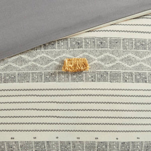 King/Cal. King Comforter + 2 King Shams Gray/Yellow Aarush Cotton 3 Piece Comforter Set