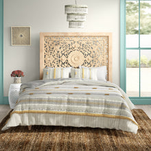 Load image into Gallery viewer, King/Cal. King Comforter + 2 King Shams Gray/Yellow Aarush Cotton 3 Piece Comforter Set
