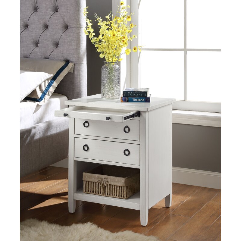 Aathrey 30'' Tall 2 - Drawer Nightstand in Antique White
