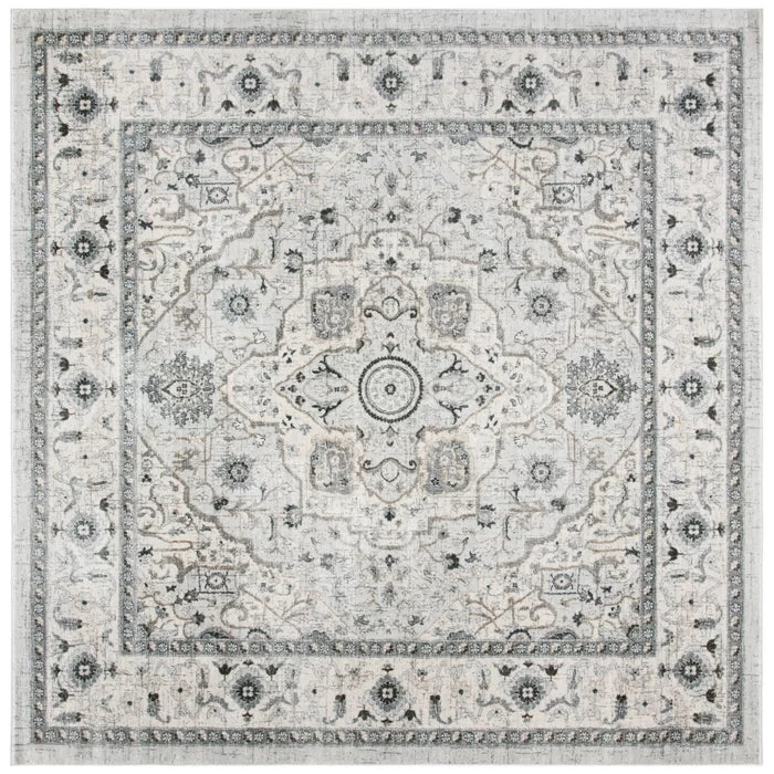Aayran Power Loom Performance Gray Rug, Square 6'7