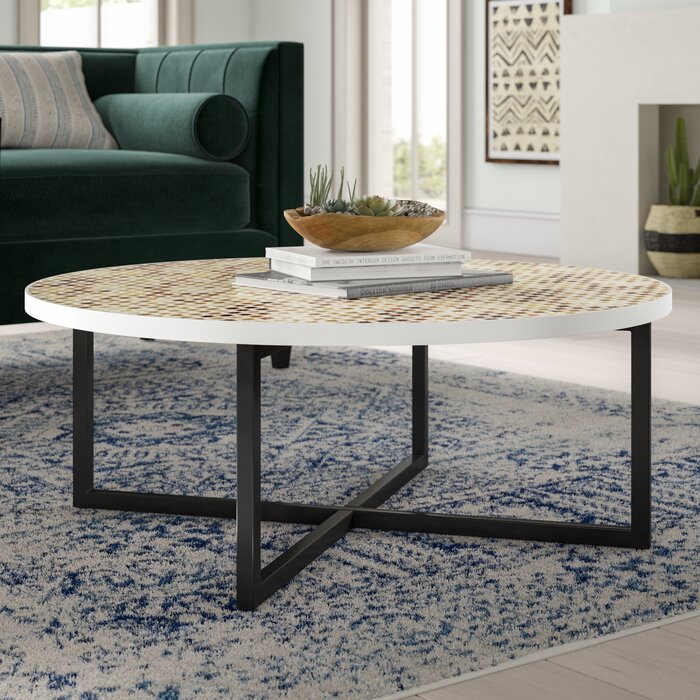 Abba Solid Wood Cross Legs Coffee Table with Storage (SB669)