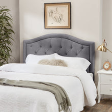 Load image into Gallery viewer, Abbyson Hillsdale Tufted Nailhead Trim Grey Velvet Headboard - Grey - Queen MRM970
