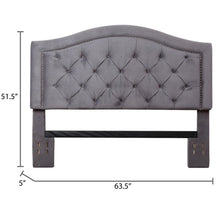 Load image into Gallery viewer, Abbyson Hillsdale Tufted Nailhead Trim Grey Velvet Headboard - Grey - Queen MRM970
