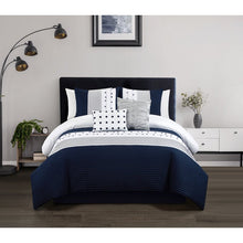 Load image into Gallery viewer, Abnel Microfiber 5 Piece Comforter Set, Queen Comforter + 2 Shams + 2 Throw Pillows
