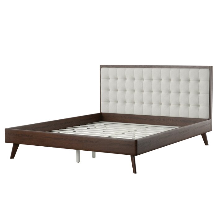 Abril Tufted Solid Wood and Upholstered Low Profile Platform Bed