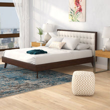 Load image into Gallery viewer, Queen Beige Abril Tufted Solid Wood and Upholstered Low Profile Platform Bed 827AH (2 boxes)
