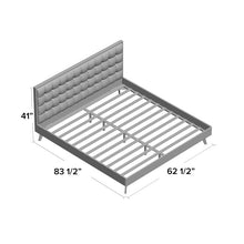 Load image into Gallery viewer, Queen Beige Abril Tufted Solid Wood and Upholstered Low Profile Platform Bed 827AH (2 boxes)
