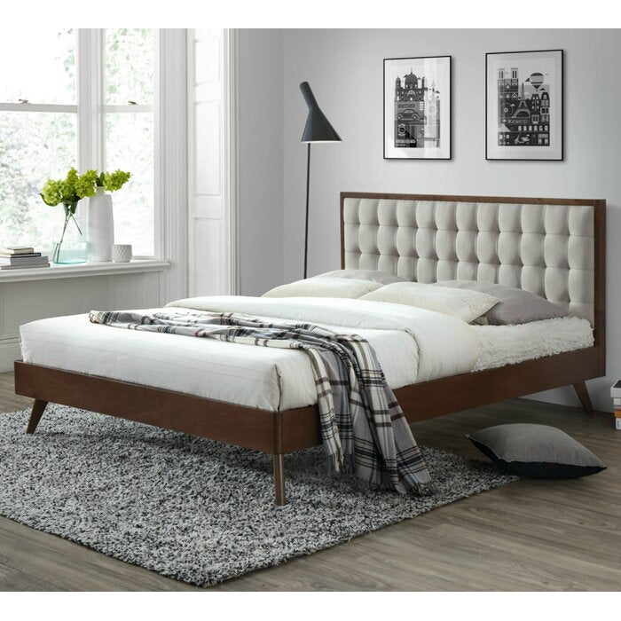 Abril tufted solid wood and upholstered low profile platform bed hotsell