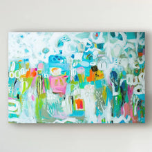 Load image into Gallery viewer, 22&quot; H x 32&quot; W x 2&quot; D Abstract Blue Collage by Karen Fields - Graphic Art on Canvas
