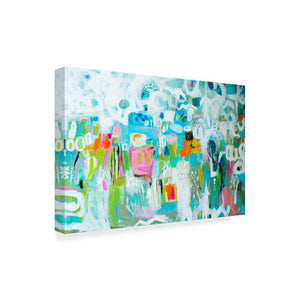 22" H x 32" W x 2" D Abstract Blue Collage by Karen Fields - Graphic Art on Canvas