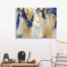 Load image into Gallery viewer, 30&quot; H x 40&quot; W x 1.25&quot; D Abstract Gold Stains Indigo by David Moore - Painting on Canvas
