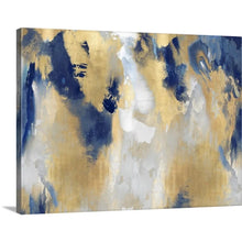 Load image into Gallery viewer, 30&quot; H x 40&quot; W x 1.25&quot; D Abstract Gold Stains Indigo by David Moore - Painting on Canvas
