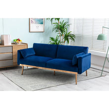 Load image into Gallery viewer, Accent Sofa Bed Velvet Sofa With Pillow - Navy
