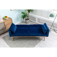 Load image into Gallery viewer, Accent Sofa Bed Velvet Sofa With Pillow - Navy
