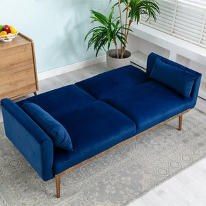 Accent Sofa Bed Velvet Sofa With Pillow - Navy