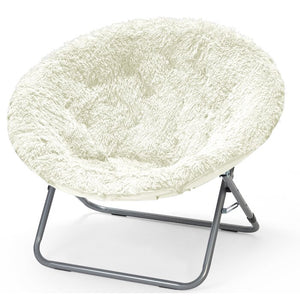 White Faux Fur Papasan Chair #9494