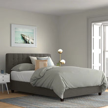 Load image into Gallery viewer, Queen Gray Acquaviva Tufted Upholstered Low Profile Platform Bed
