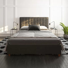 Load image into Gallery viewer, Queen Gray Acquaviva Tufted Upholstered Low Profile Platform Bed
