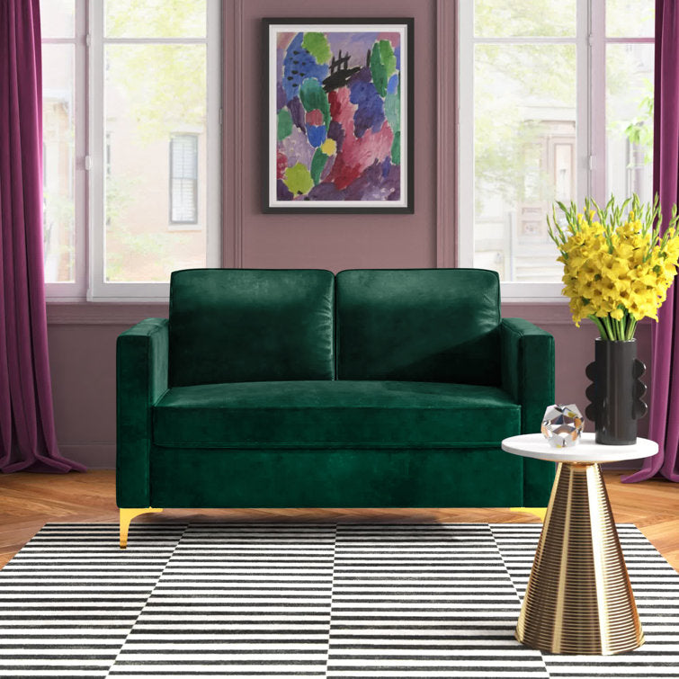 Green Adalynn 51'' Velvet Square Arm Loveseat