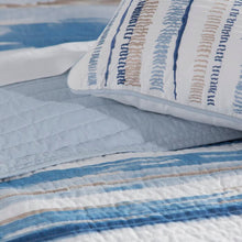 Load image into Gallery viewer, King/Cal. King Coverlet + 5 Additional Pieces Aqua Adams Quilted Reversible 6 Piece Coverlet Set
