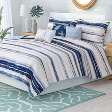 Load image into Gallery viewer, King/Cal. King Coverlet + 5 Additional Pieces Aqua Adams Quilted Reversible 6 Piece Coverlet Set
